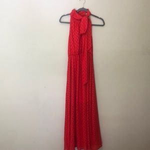 Anthropologie Tie Halter Neck Floor Length Dress